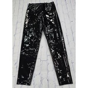 Juicy Couture Shiny Vinyl Black Faux Patent Leather Pants WOMENS SIZE XS